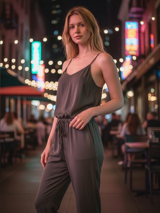 Brunello Cucinelli Pants - Brunello Cucinelli steel grey silk jumpsuit with leather waist tie